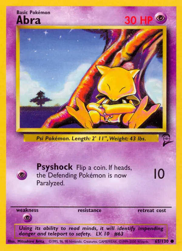 Abra 65 card from Base Set 2