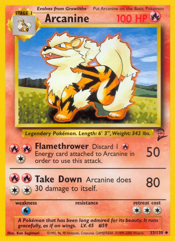 Arcanine 33 card from Base Set 2