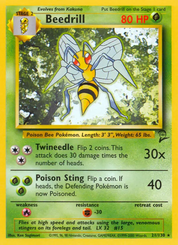 Beedrill 21 card from Base Set 2