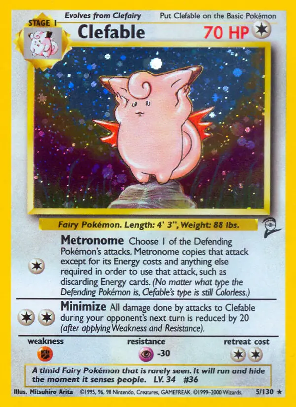Clefable 5 card from Base Set 2
