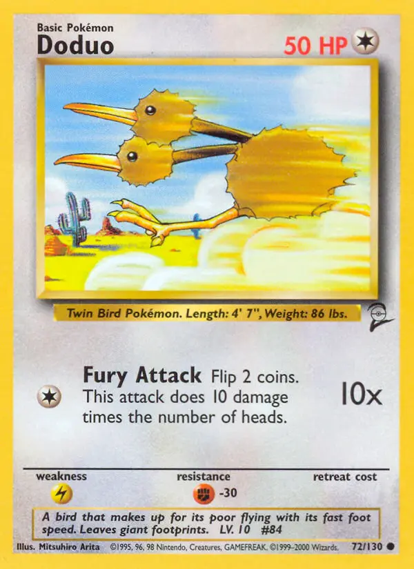 Doduo 72 card from Base Set 2