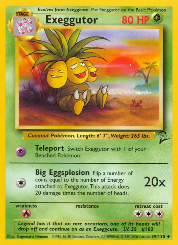 Exeggutor 39 card from Base Set 2