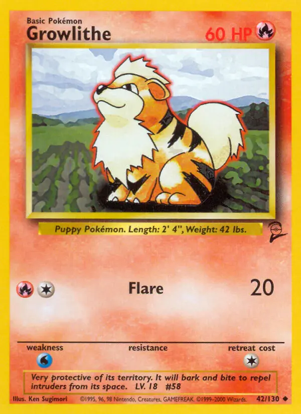 Growlithe 42 card from Base Set 2