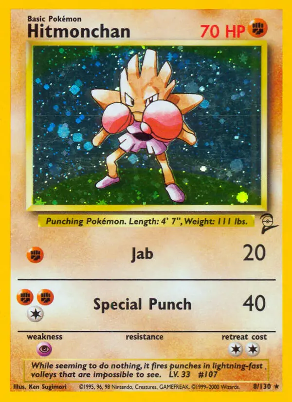 Hitmonchan 8 card from Base Set 2
