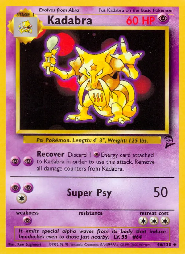 Kadabra 46 card from Base Set 2