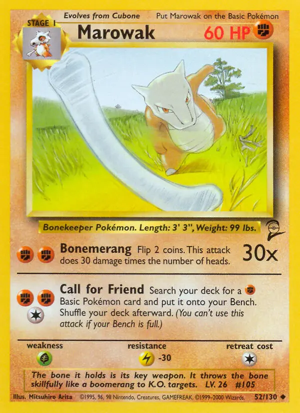 Marowak 52 card from Base Set 2