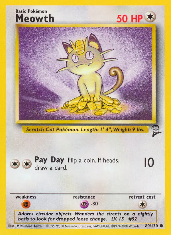 Meowth 80 card from Base Set 2