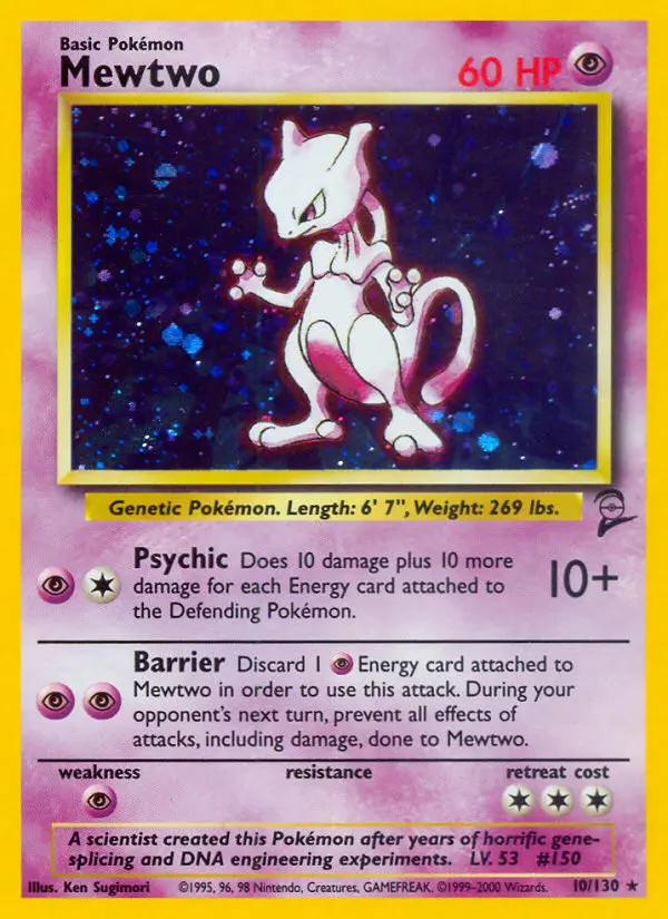 Mewtwo 10 card from Base Set 2