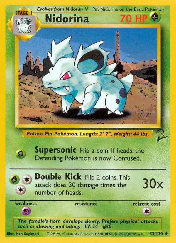 Nidorina 53 card from Base Set 2