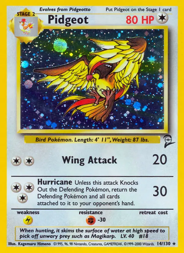 Pidgeot 14 card from Base Set 2