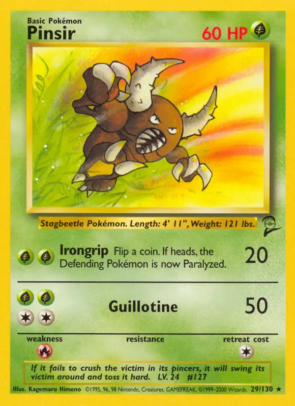 Pinsir 29 card from Base Set 2