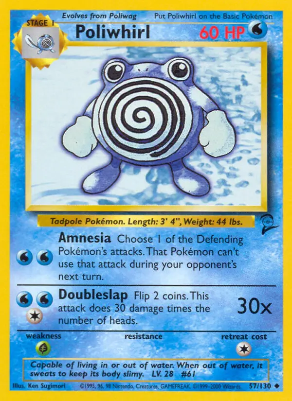 Poliwhirl 57 card from Base Set 2