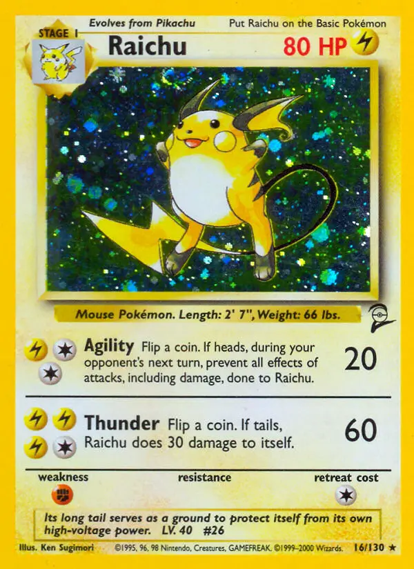 Raichu 16 card from Base Set 2