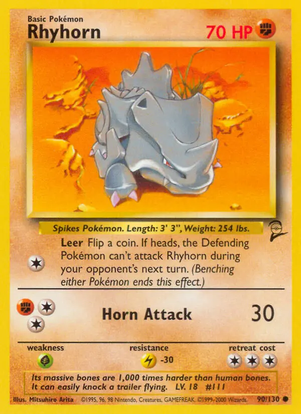 Rhyhorn 90 card from Base Set 2