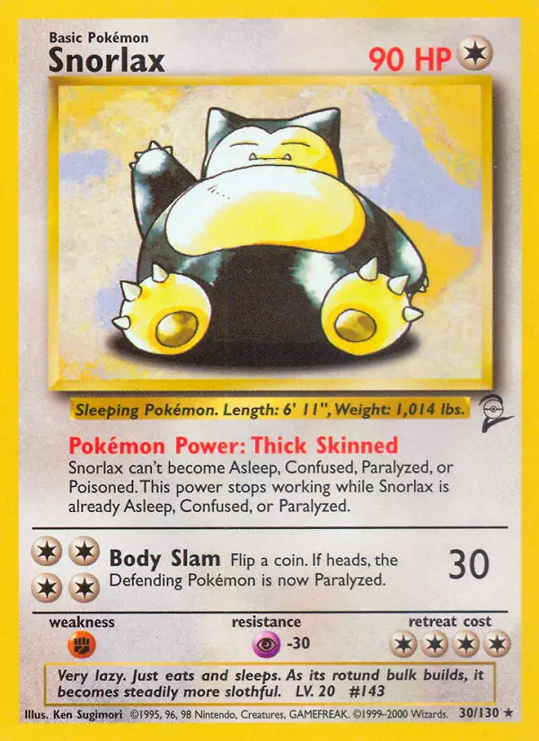 Snorlax 30 card from Base Set 2