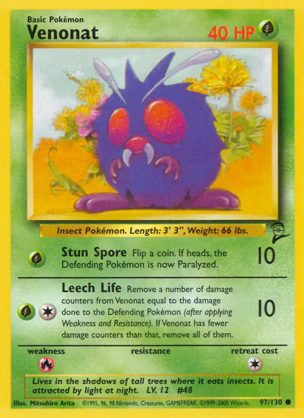 Venonat 97 card from Base Set 2