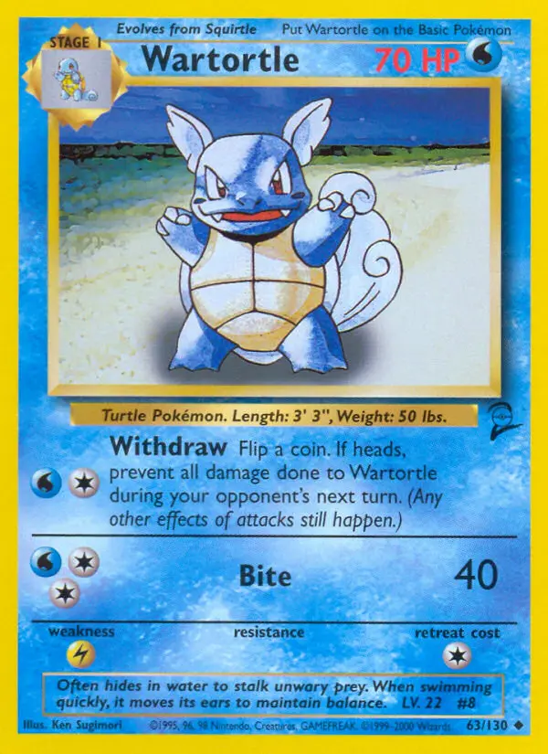 Wartortle 63 card from Base Set 2