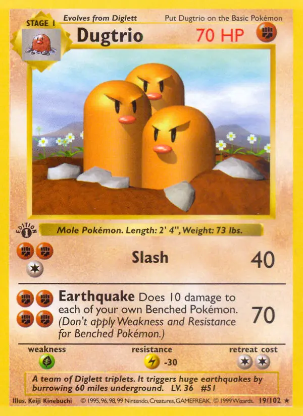 Dugtrio 19 card from Base