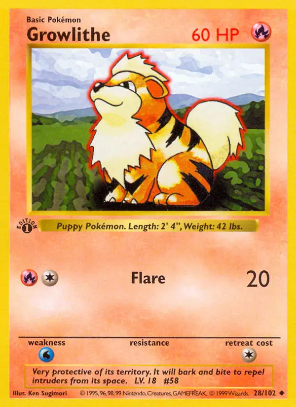 Growlithe 28 — Base 28, 1st Edition finish