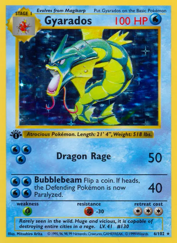 Gyarados 6 — Base 6, 1st Edition Holofoil finish