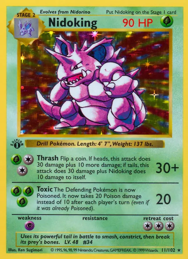 Nidoking 11 — Base 11, 1st Edition Holofoil finish