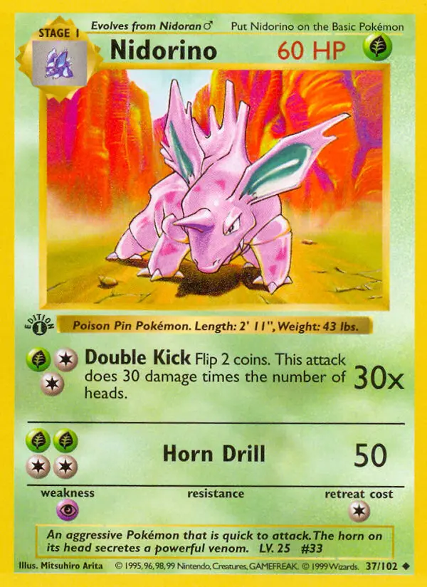 Nidorino 37 card from Base