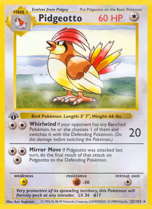 Pidgeotto 22 — Base 22, 1st Edition finish