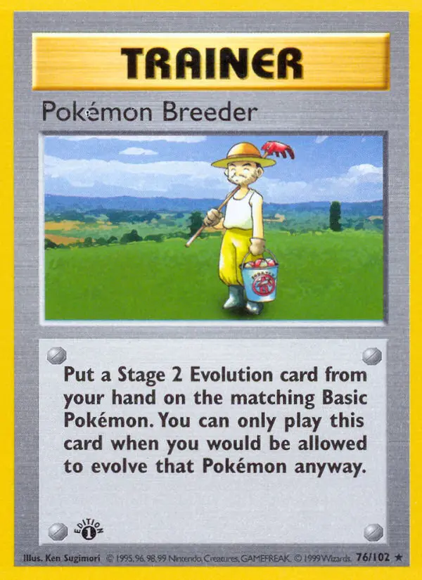 Pokémon Breeder 76 — Base 76, 1st Edition finish