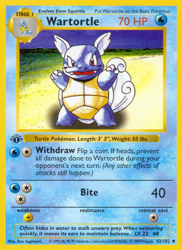 Wartortle 42 — Base 42, 1st Edition finish