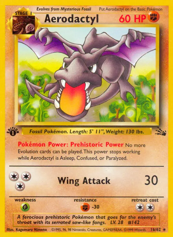 Aerodactyl 16 card from Fossil