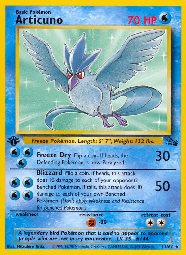 Articuno 17 card from Fossil