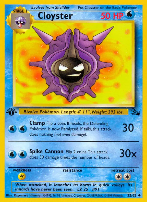 Cloyster 32 card from Fossil