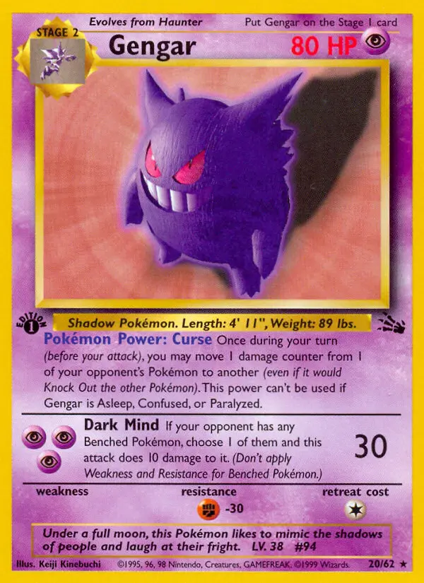Gengar 20 card from Fossil