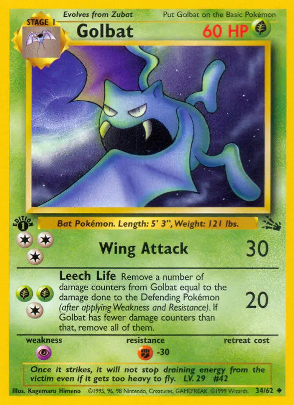 Golbat 34 card from Fossil