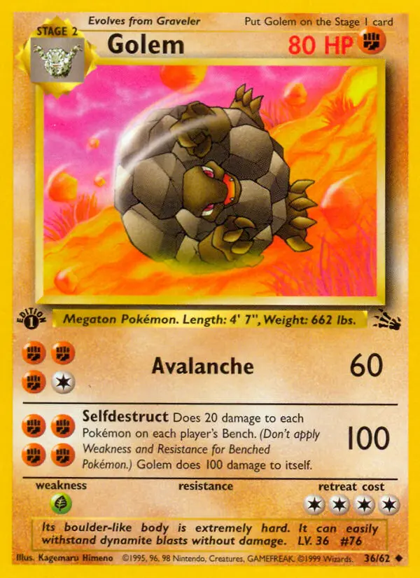 Golem 36 card from Fossil