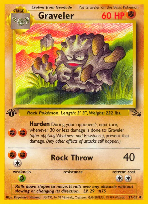 Graveler 37 card from Fossil
