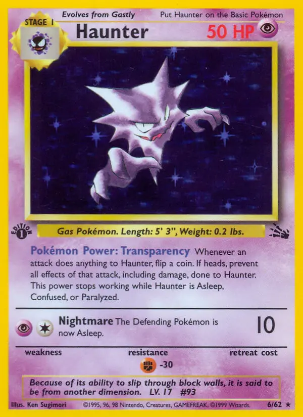 Haunter 6 card from Fossil