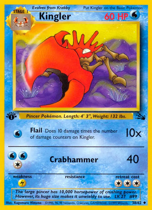 Kingler 38 card from Fossil