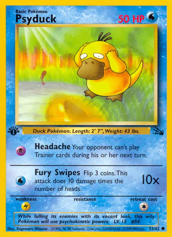 Psyduck 53 card from Fossil