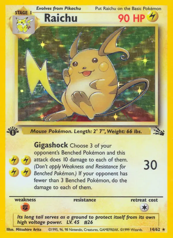 Raichu 14 card from Fossil