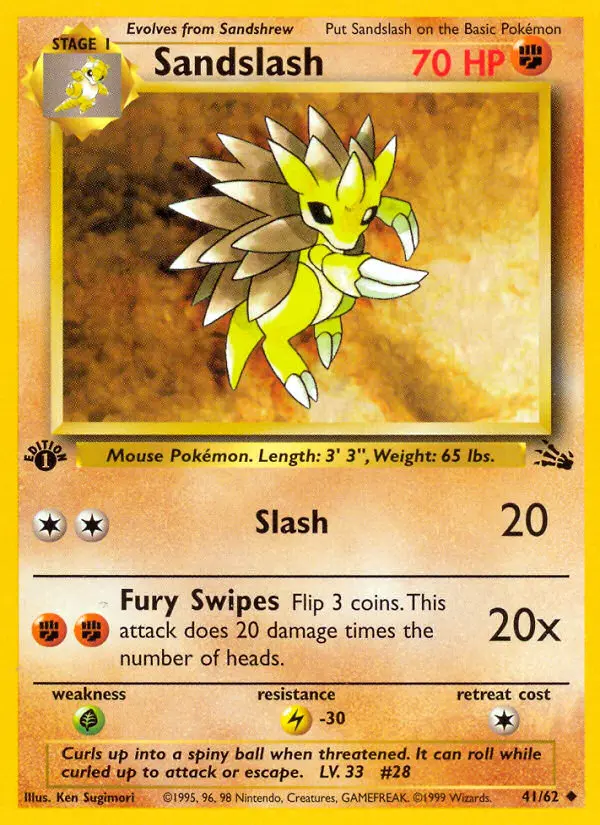 Sandslash 41 card from Fossil