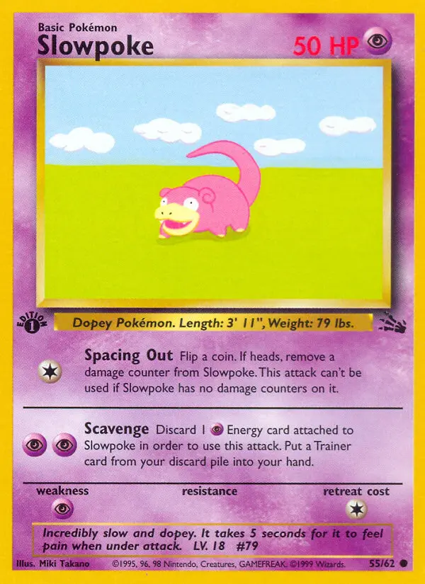 Slowpoke 55 card from Fossil