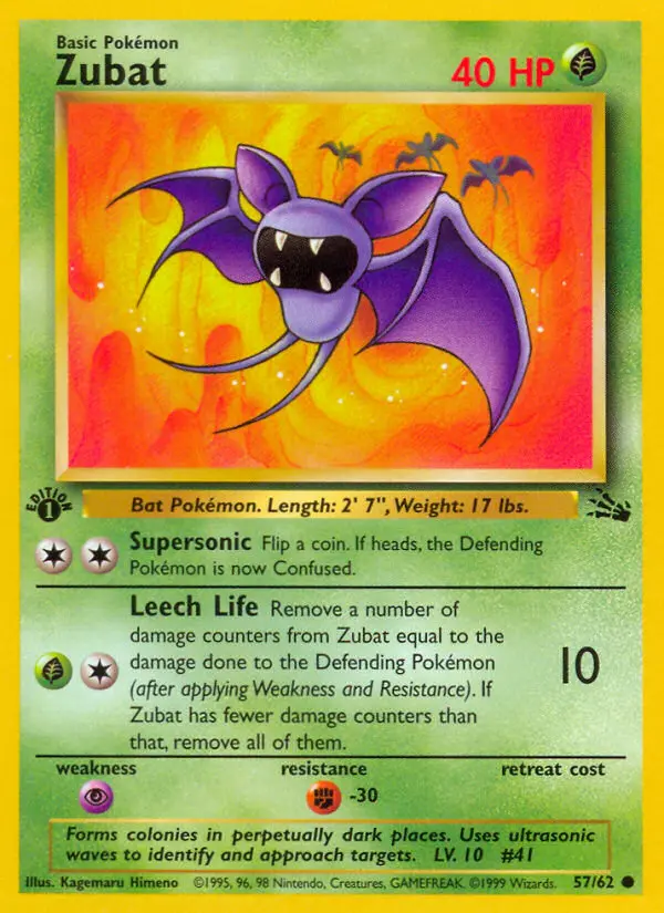 Zubat 57 card from Fossil