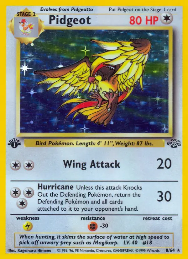 Pidgeot 8 card from Jungle