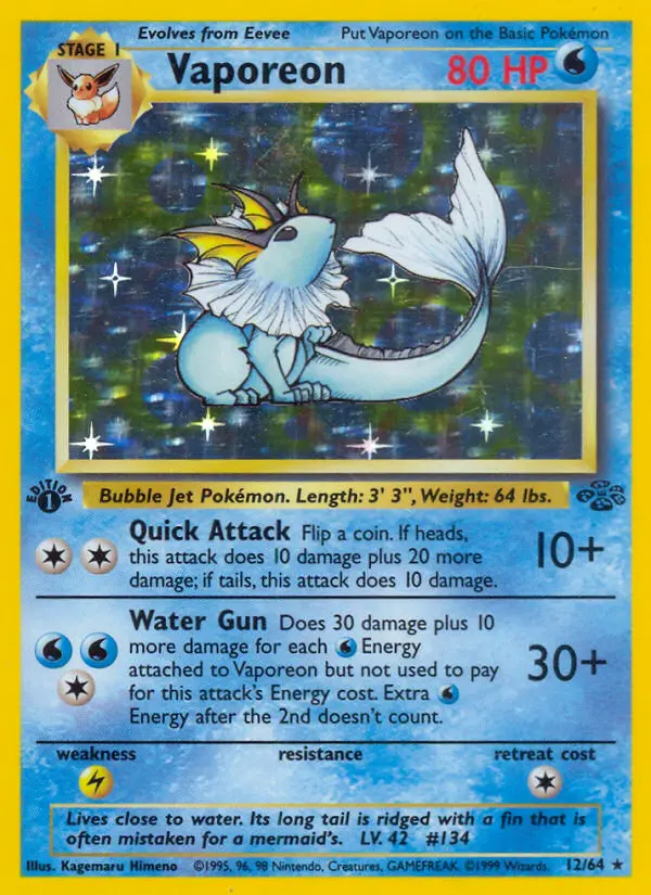 Vaporeon 12 card from Jungle