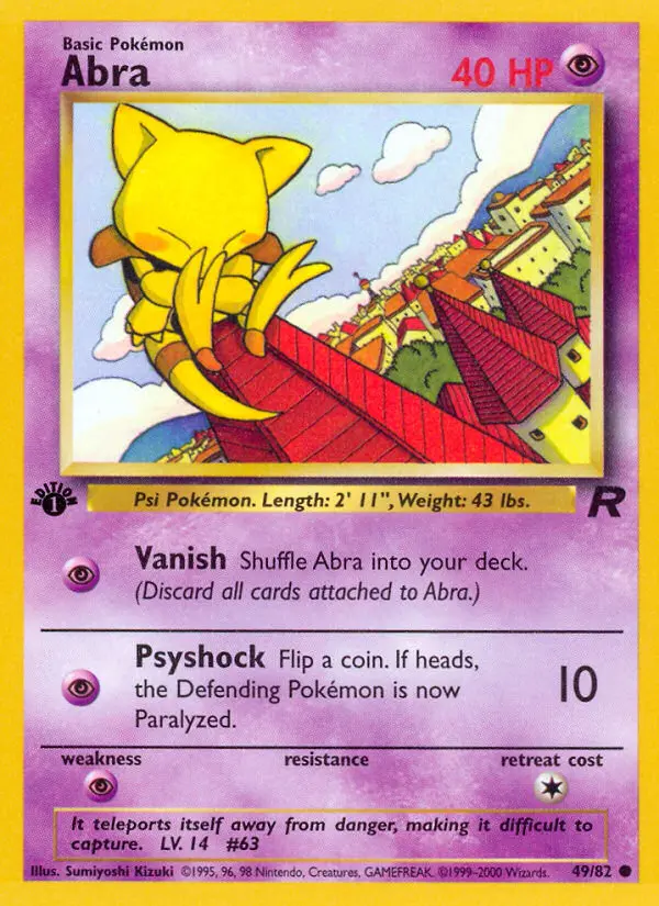 Abra 49 card from Team Rocket