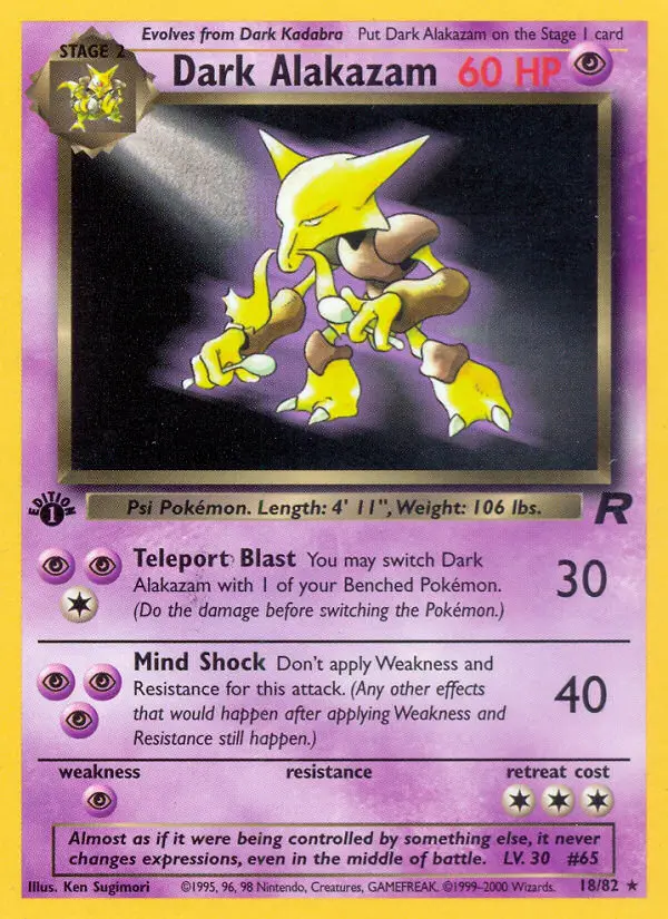 Dark Alakazam 18 card from Team Rocket