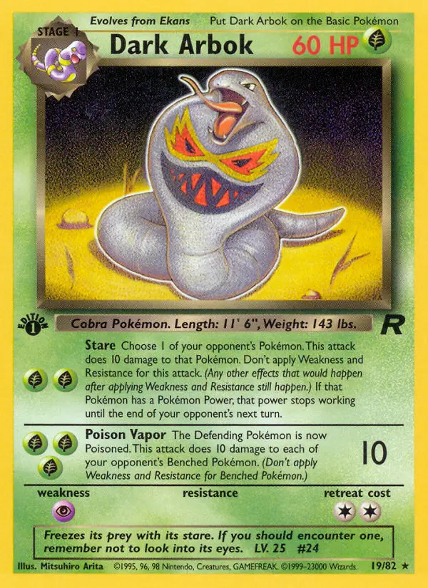 Dark Arbok 19 card from Team Rocket