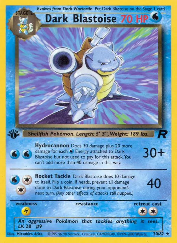 Dark Blastoise 20 card from Team Rocket