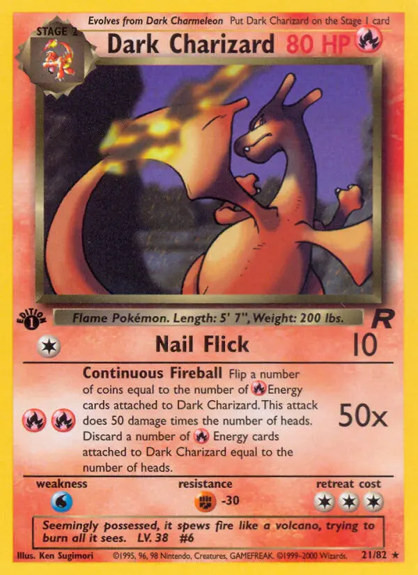 Dark Charizard 21 card from Team Rocket